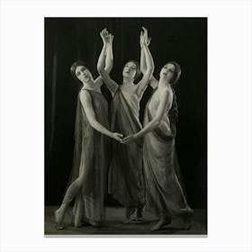 Three Vintage Ladies Dancing - Art Deco 1900s Dance Group Wearing Greek Dress Witches Pagan Ritual Dance Moon Goddess - Remastered High Definition Photograph Canvas Print