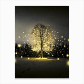 Fairy Lights On A Tree Canvas Print