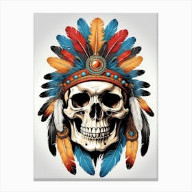 Skull Indian Headdress (6) Canvas Print
