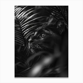 Black Cat In The Jungle.Generated AI. Wall Art Print 3 Canvas Print