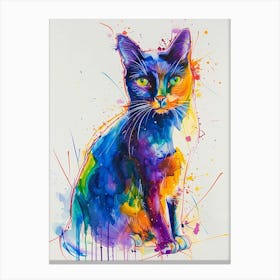 Cat Colourful Watercolour 1 Canvas Print