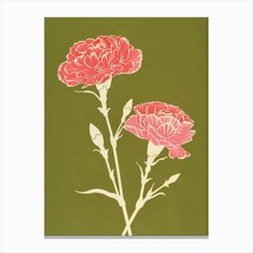 Pink & Green Carnation 2 Canvas Print