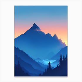 Misty Mountain Background Blue Color Theme Sunset Simple Minimalistic Vector Art Light Color 17 2023102320135982 08dv Ohcc Canvas Print