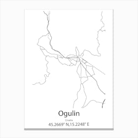 Ogulin,Croatia Minimalist Map Canvas Print