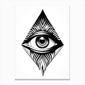 Intuition, Symbol, Third Eye Simple Black & White Illustration 5 Canvas Print