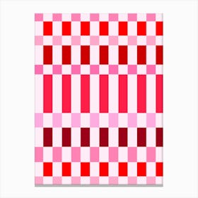 Checkered Pattern in Red and Pink Canvas Print