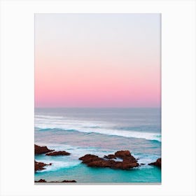 Cala Estreta Beach, Costa Brava, Spain Pink Photography 2 Canvas Print