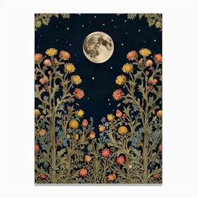 Moon And Flower 5 Style William Morris Canvas Print