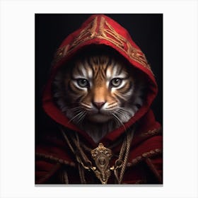 cat In Red Hood Canvas Print