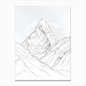 Ama Dablam Nepal Line Drawing 5 Canvas Print