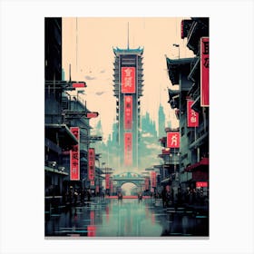 City Of Tokyo|Retrofuturism 1 Canvas Print