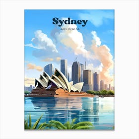 Sydney Australia Summer Travel Art Illustration Canvas Print