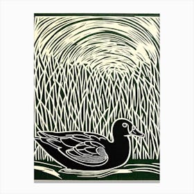Mallard Duck 3 Linocut Bird Canvas Print