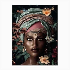 African Woman with Headress Canvas Print