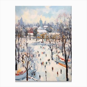 Winter City Park Painting Gorky Park Moscow Russia 2 Canvas Print