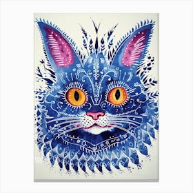 Louis Wain Blue Gothic Kaleidoscope Cat 10 Canvas Print