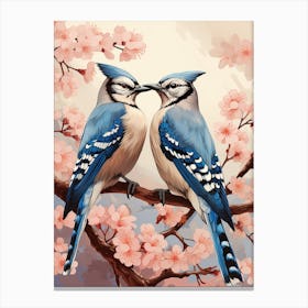 Two Blue Jays In Love Canvas Print