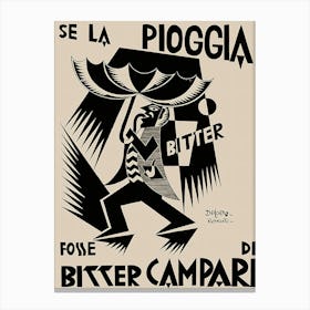 Vintage Se La Pioggia Fosse Bitter Campari Canvas Print