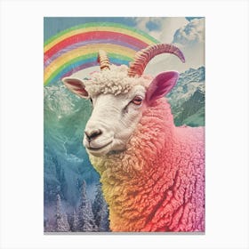 Kitsch Rainbow Sheep Collage 3 Canvas Print