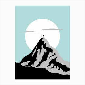 Man On Top Of Mountain Canvas Print