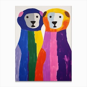 Colourful Kids Animal Art Otter 2 Canvas Print