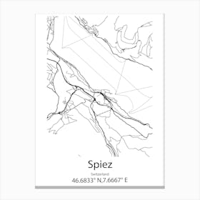 Spiez,Switzerland Minimalist Map Canvas Print