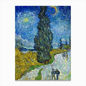 Vincent van Gogh, Country Road in Provence by Night, 1890 | HD Remastered Immaculate Vibrant 1 Canvas Print