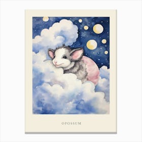 Baby Opossum 2 Sleeping In The Clouds Nursery Poster Canvas Print