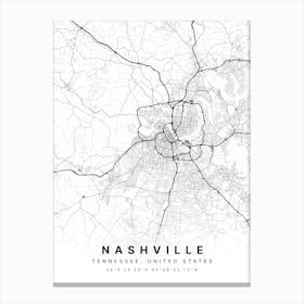 Nashville Tennessee USA White Map Leinwandbilder