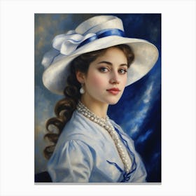 Lady In A White Hat Canvas Print