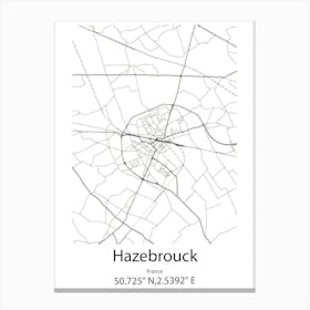 Hazebrouck,France Minimalist Map Canvas Print