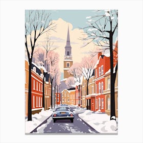 Vintage Winter Travel Illustration Nottingham United Kingdom 1 Canvas Print