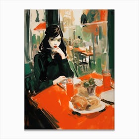 Girl At A Table 2 Canvas Print
