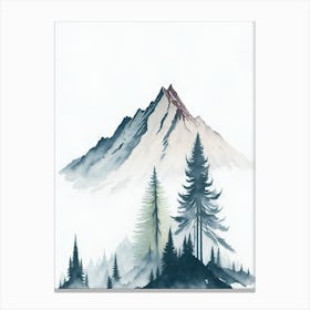 Mountain And Forest In Minimalist Watercolor Vertical Composition 13 Canvas Print