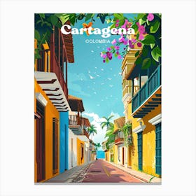 Cartagena Colombia Vibrant Art Illustration Canvas Print