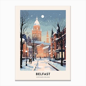 Winter Night  Travel Poster Belfast Northern Ireland 5 Canvas Print