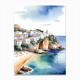 Spanish Ibiza Travel Poster Watercolor Painting (4) Canvas Print