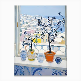 The Windowsill Of Dubrovnik   Croatia Snow Inspired By Matisse 3 Canvas Print