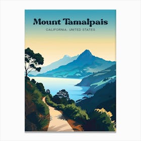 Mount Tamalpais California Hiking Trail Digital Travel Art Canvas Print