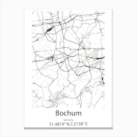 Bochum,Germany Minimalist Map Canvas Print