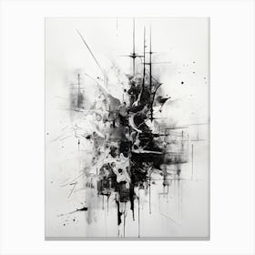 Disintegration Abstract Black And White 5 Canvas Print