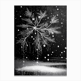 Water, Snowflakes, Black & White 1 Canvas Print