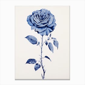 Blue Botanical Rose 2 Canvas Print