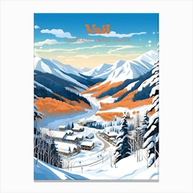 Vail Colorado United States Ski Resort Modern Travel Illustration Canvas Print