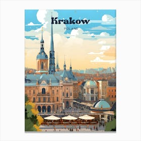 Krakow Poland Vacation Travel Illustration Canvas Print