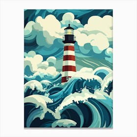 Lighthouse In The Sea Canvas Print