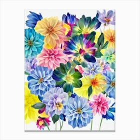 Dahlia Modern Colourful Flower Canvas Print