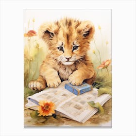 Solving Puzzles Watercolour Lion Art Painting 2 Canvas Print