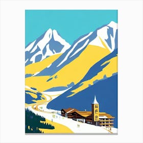 Andermatt 2, Switzerland Midcentury Vintage Skiing Poster Canvas Print