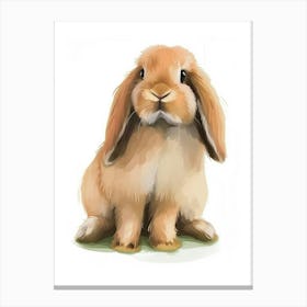 English Lop Rabbit Kids Illustration 4 Canvas Print